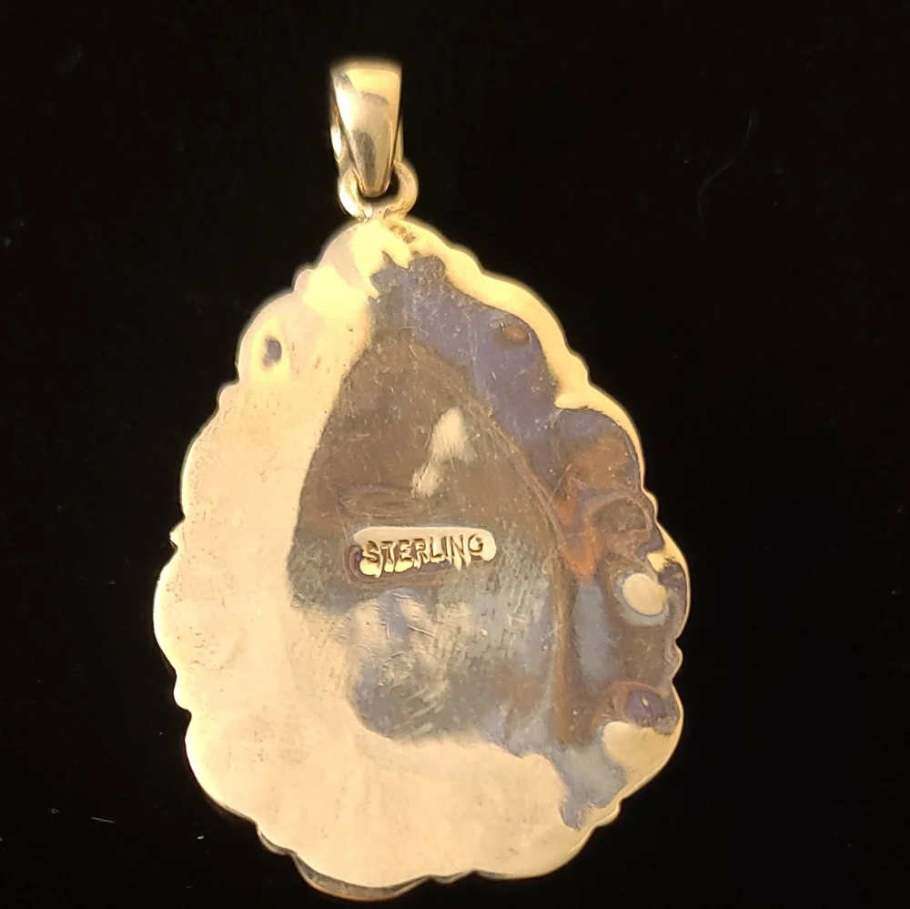 Gorgeous Turquoise and Fordyte Solid Sterling Silver Pendant